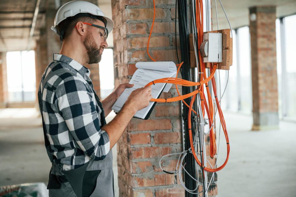 Travailleur de l'électricité en uniforme